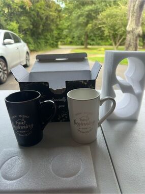 New Beginning Ceramic Mug Set - Black & White